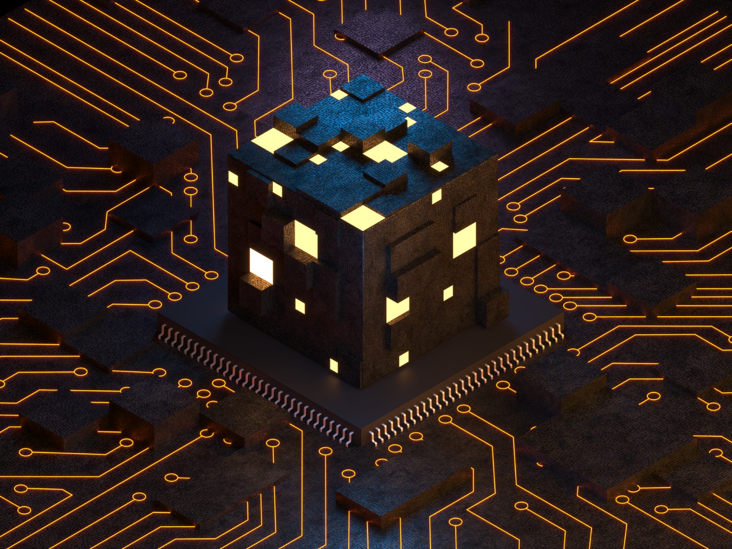 AI cloud concept with data cube
