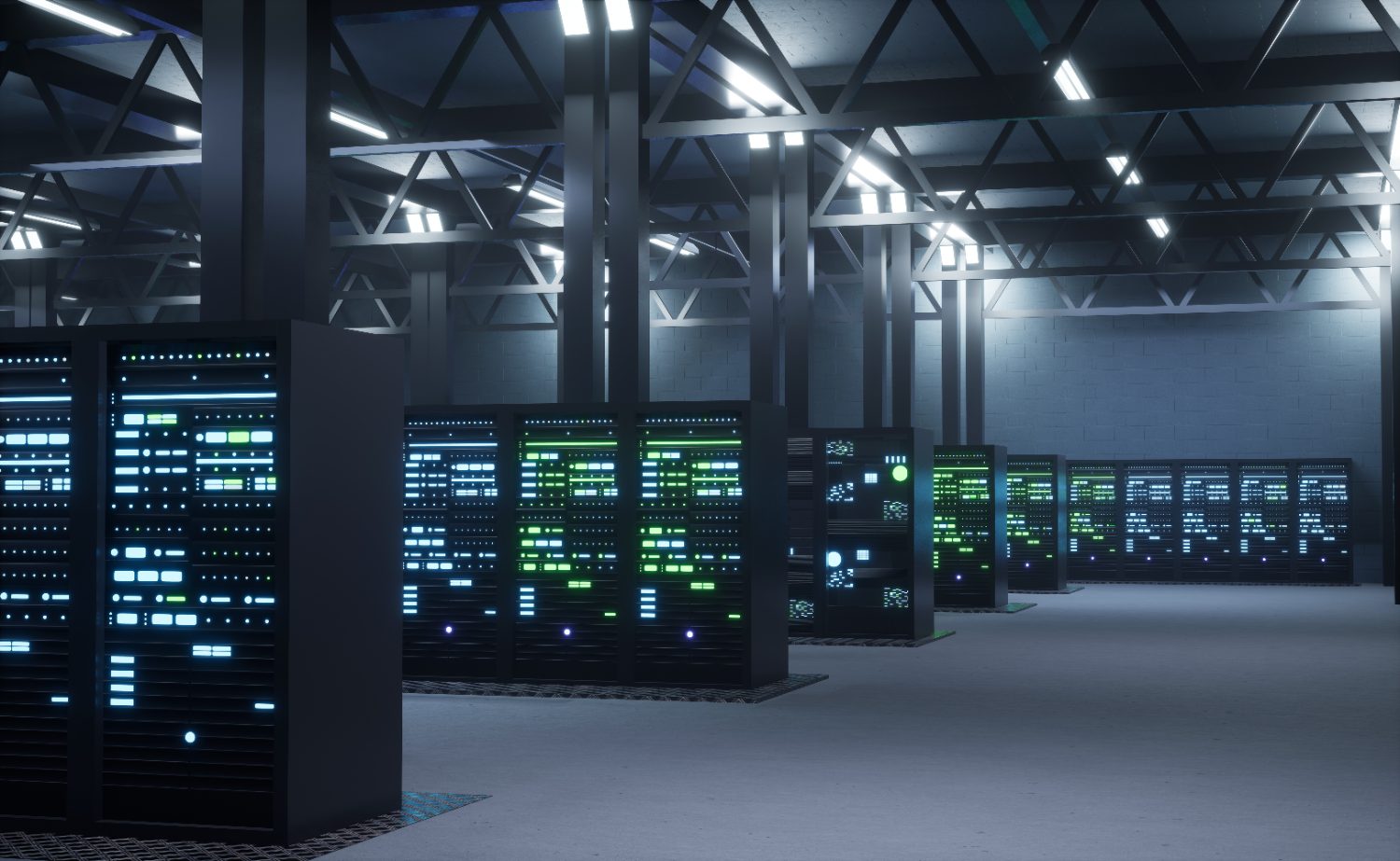 Modern cloud data center server room
