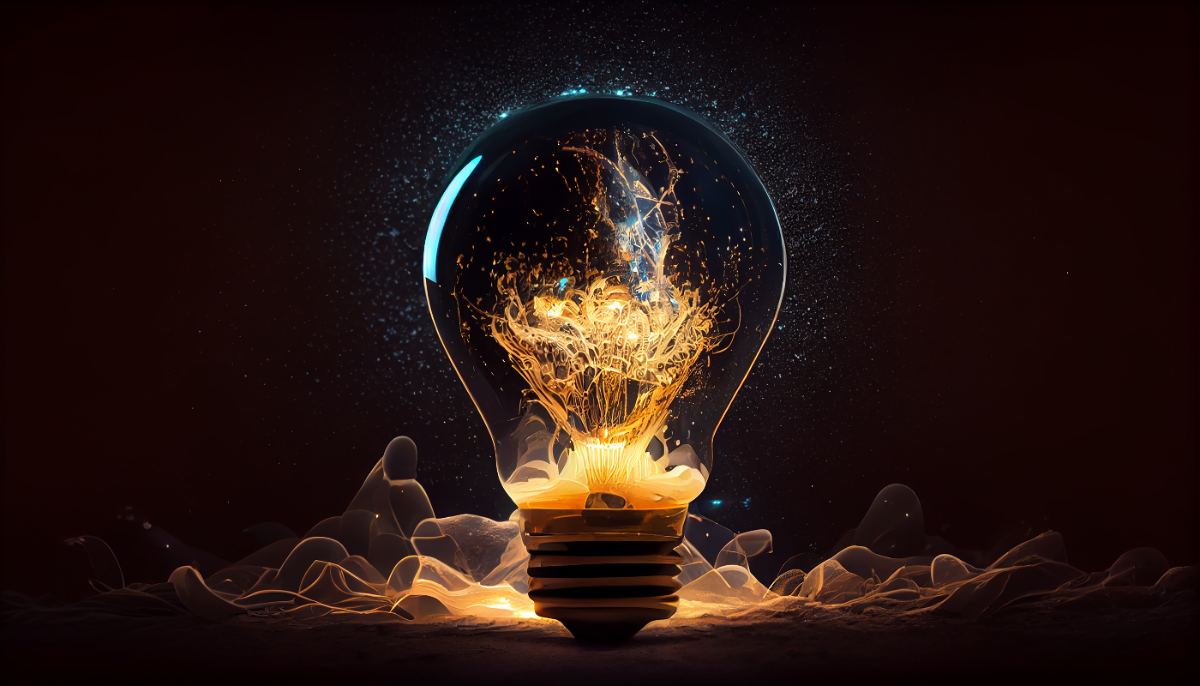Glowing filament illustrating innovative solutions