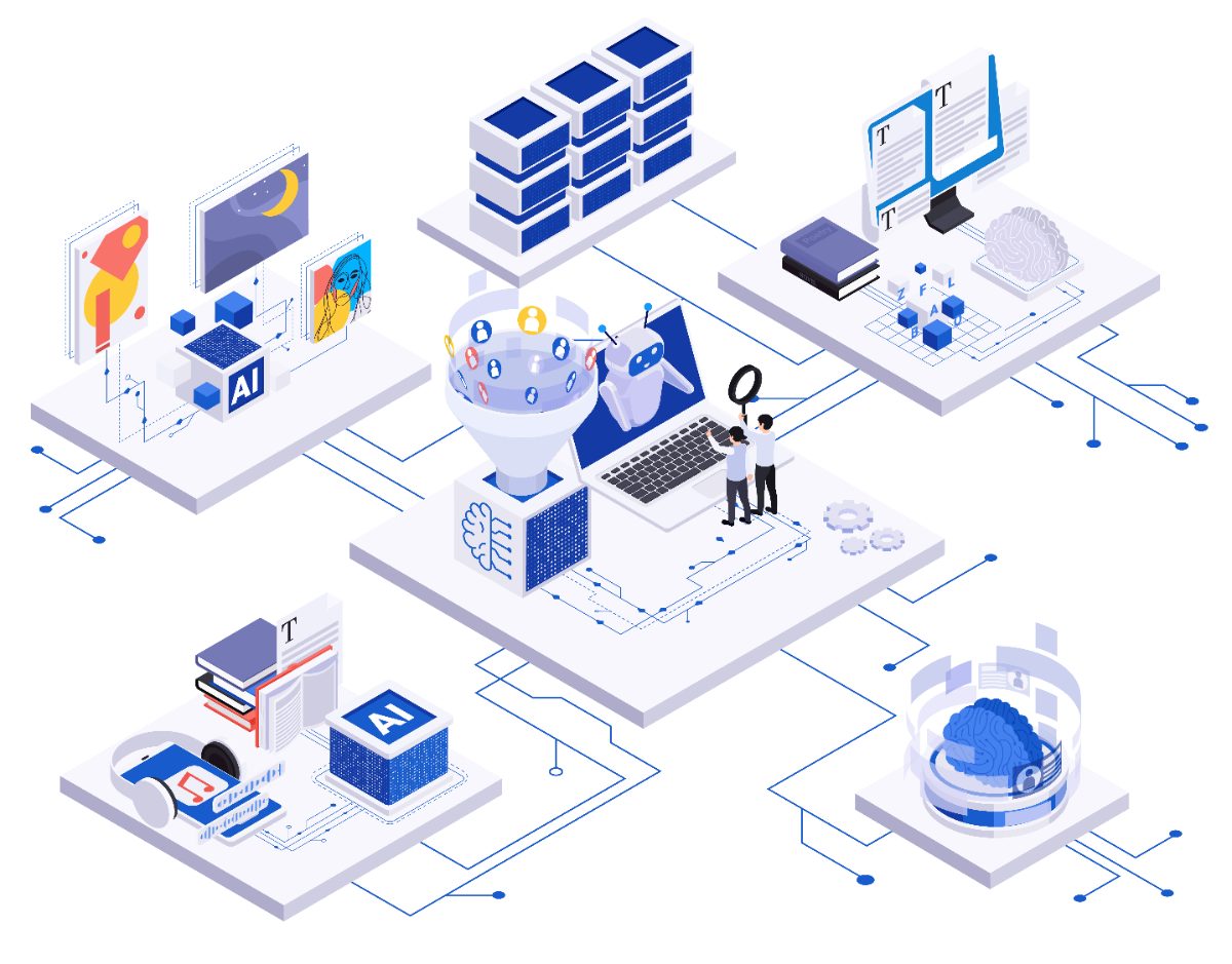 Generative AI content creation illustration