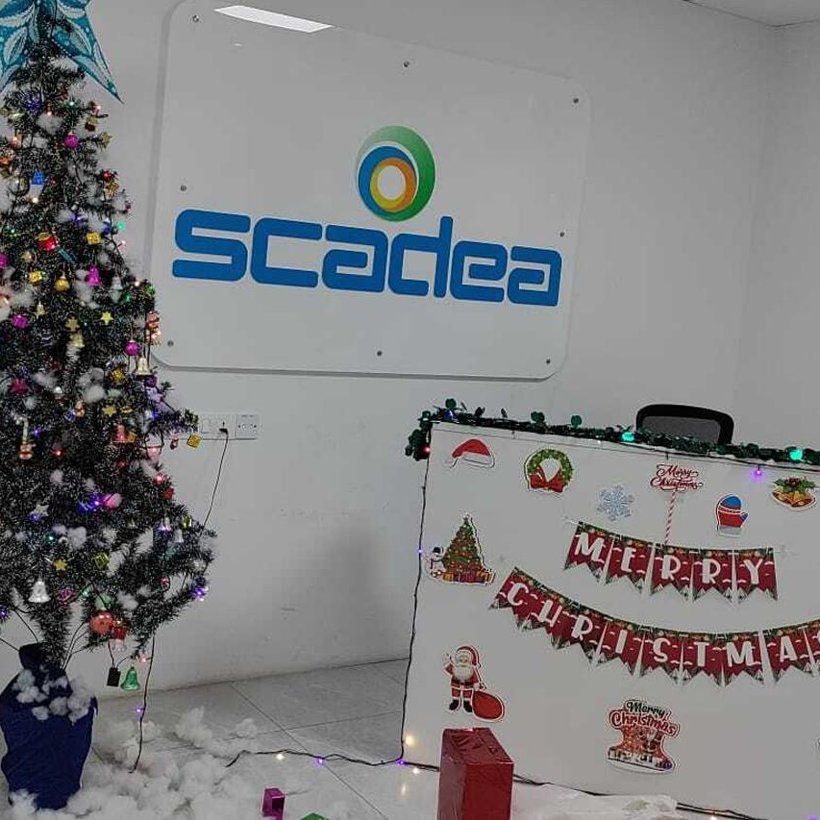 A Scadea office decorated for the Christmas holidays