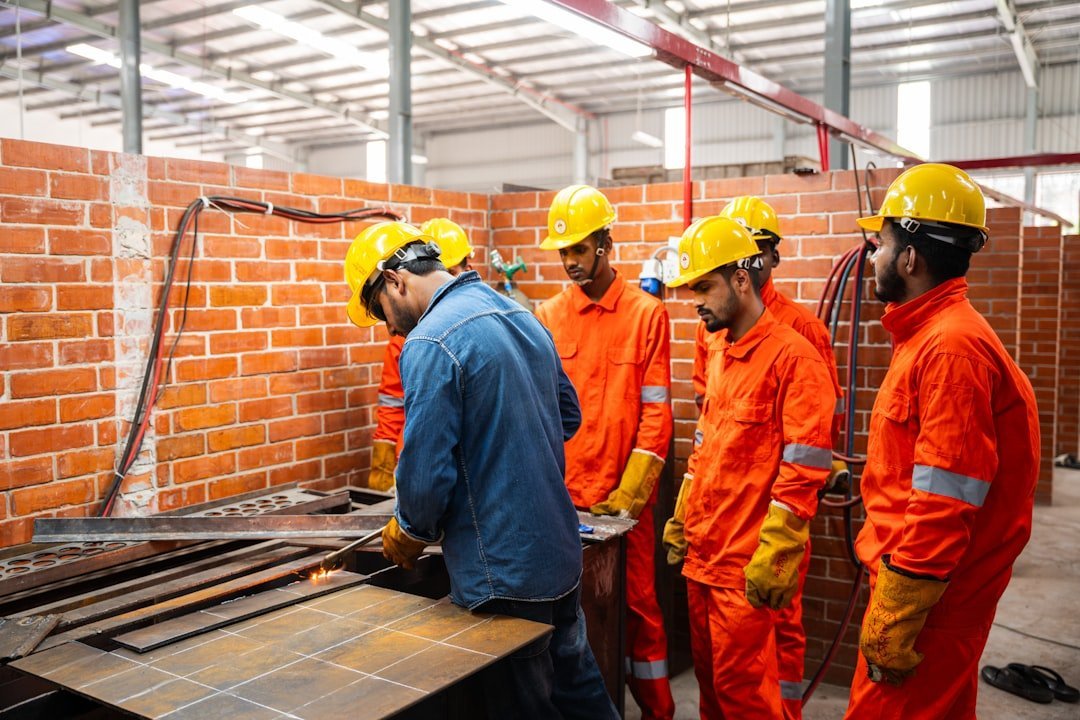 Engineers reviewing factory data together