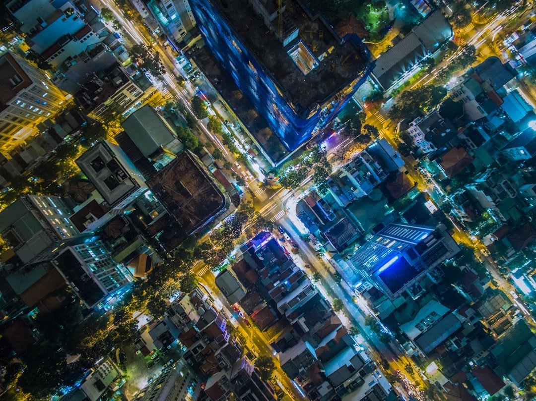 Aerial view of a connected highway network at dusk