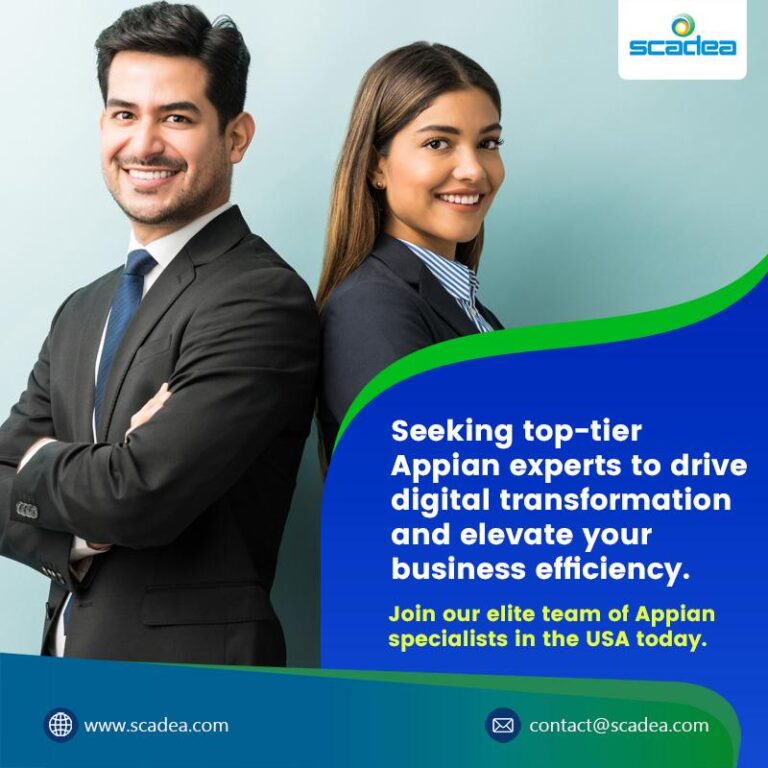 Two smiling business professionals in an advertisement.