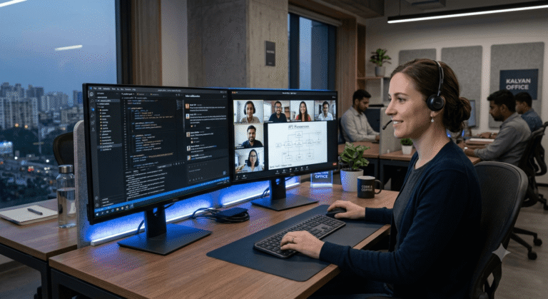 Software developer collaborating with remote team through staff augmentation