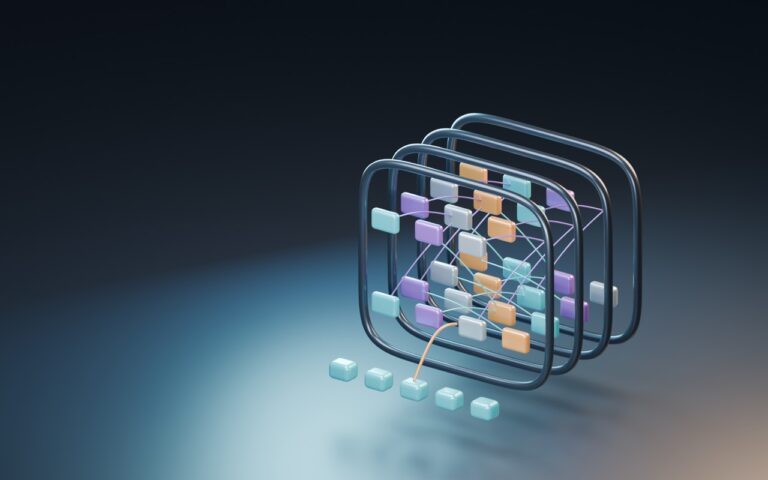 Abstract render of interconnected processing stages linked in sequence
